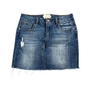 Altar'd State Women's Raw Hem Denim Mini Skirt Size Medium